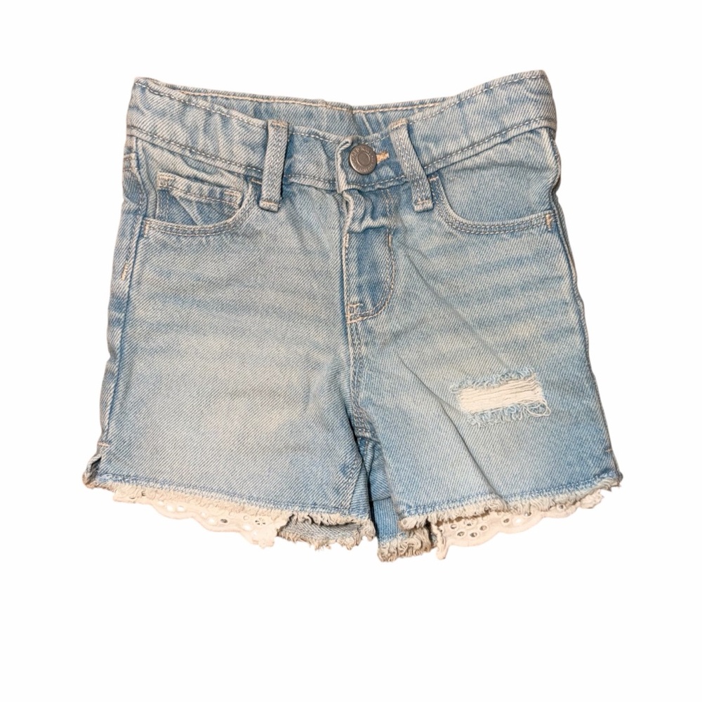 Old Navy Light Blue Denim Shorts with Lace Hem - Kids